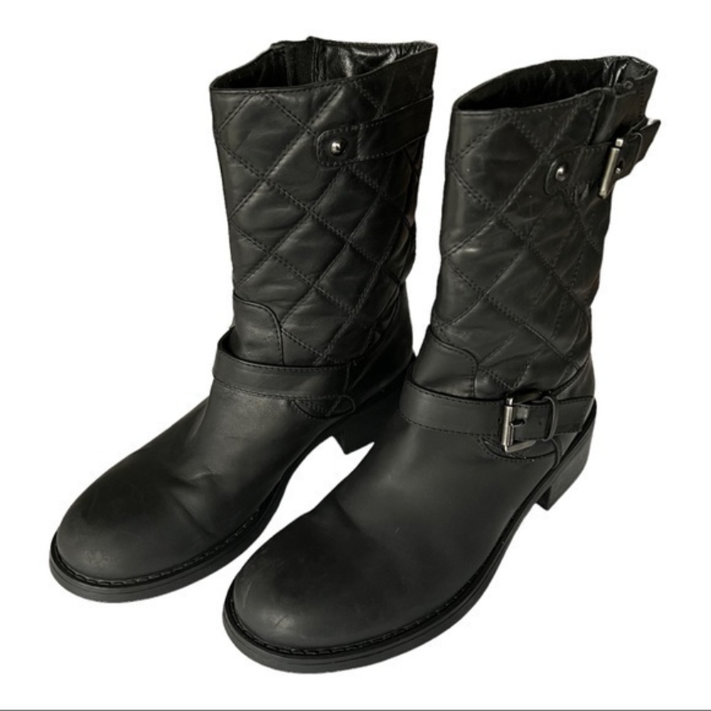 Aquatalia- Marvin K Drew Quilted Leather Biker Boot Moto Boots Size 7